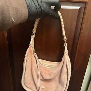 Women's Suede Hobo Shoulder Bag - Blush Pink